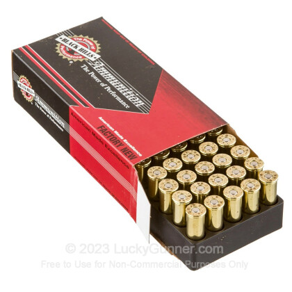 Large image of Premium 44 Mag Ammo For Sale - 240 Grain JHP Ammunition in Stock by Black Hills - 50 Rounds