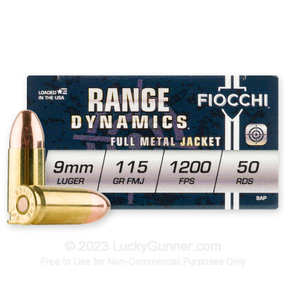 Large image of 9mm Ammo For Sale - 115 gr FMJ - Reloadable Fiocchi Ammunition Online