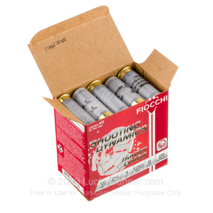 Large image of Cheap 12 Gauge Ammo For Sale - 2-3/4” 1oz. #8 Shot Ammunition in Stock by Fiocchi - 25 Rounds