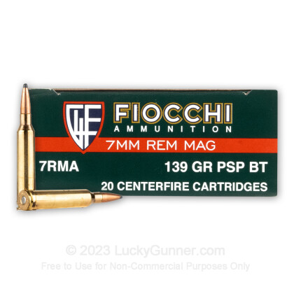 Large image of Cheap 7mm Rem Mag Ammo For Sale - 139 Grain PSP BT Ammunition in Stock by Fiocchi - 20 Rounds