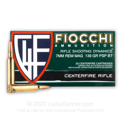 Large image of Cheap 7mm Rem Mag Ammo For Sale - 139 Grain PSP BT Ammunition in Stock by Fiocchi - 20 Rounds