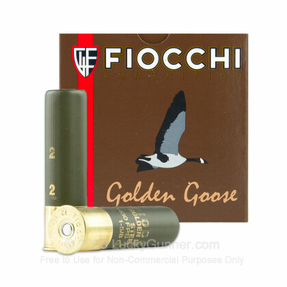 Large image of Cheap 12 Gauge Ammo For Sale - 3-1/2" 1-5/8 oz. #2 Steel Shot Ammunition in Stock by Fiocchi Golden Goose - 25 Rounds