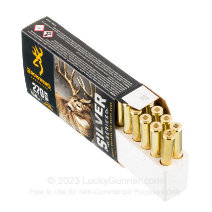 Large image of Premium 270 Ammo For Sale - 150 Grain SP Ammunition in Stock by Browning Silver Series - 20 Rounds