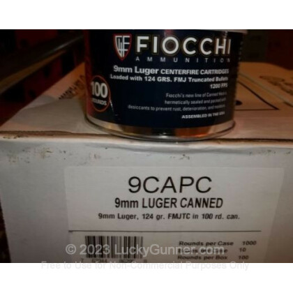 Large image of 9mm - 124 gr FMJ TC - Fiocchi Canned Heat - 1000 Rounds