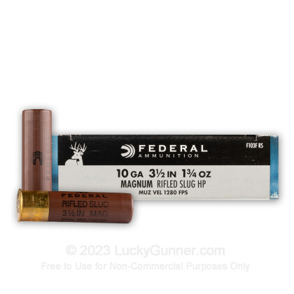 Large image of Cheap 10 Gauge Ammo For Sale - 3-1/2” 1-3/4oz. Rifled Hollow Point Slug Ammunition in Stock by Federal Power-Shok - 5 Rounds