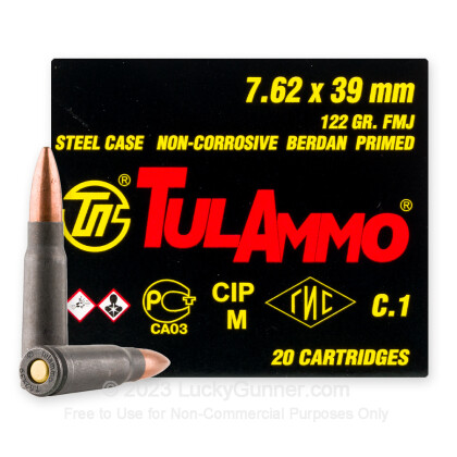 Large image of Bulk 7.62x39 Ammo In Stock - 122 gr FMJ - 7.62x39 Ammunition by Tula Cartridge Works For Sale - 1000 Rounds