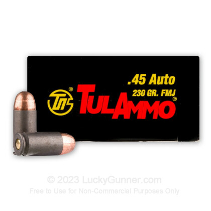 Large image of 45 ACP Ammo For Sale - 230 gr FMJ - 45 Auto Ammunition In Stock by Tula Cartridge Works - 500 Rounds