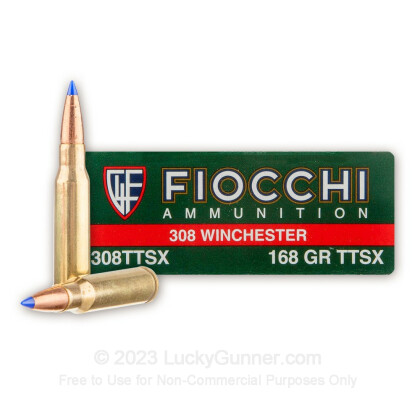 Large image of 308 Winchester - 168 gr Barnes Tipped Triple-Shock X Boat Tail - Fiocchi - 20 Rounds