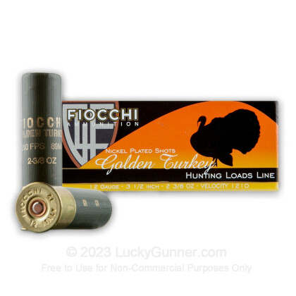 Large image of 12 ga 3-1/2" Turkey Fiocchi Shells For Sale - 3-1/2" Heavy Magnum Nickel Plated Lead #5 Turkey Loads by Fiocchi