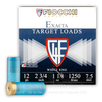 Large image of Cheap 12 Gauge Ammo For Sale - 2-3/4" 1-1/8 oz. #7.5 Shot Ammunition in Stock by Fiocchi White Rino] - 25 Rounds0