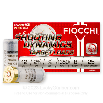Large image of 12 ga Target Shells For Sale - 2-3/4" 7/8 oz #8 Target Shell Ammunition by Fiocchi