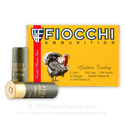 Large image of Bulk 12 ga 3" Turkey Fiocchi Shells For Sale - 3" Heavy Magnum Nickel Plated Lead #5 Turkey Loads by Fiocchi - 250 Rounds