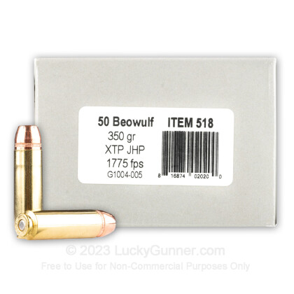Large image of Premium 50 Beowulf Ammo For Sale - 350 Grain XTP Ammunition in Stock by Underwood - 20 Rounds