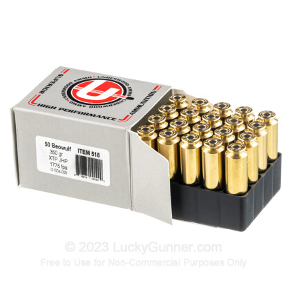 Large image of Premium 50 Beowulf Ammo For Sale - 350 Grain XTP Ammunition in Stock by Underwood - 20 Rounds