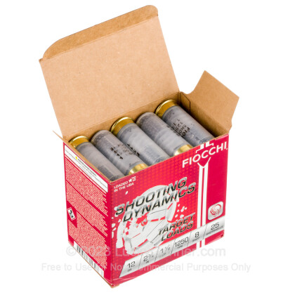 Large image of Cheap 12 Gauge Ammo For Sale - 2-3/4” 1-1/8oz. #8 Shot Ammunition in Stock by Fiocchi - 25 Rounds