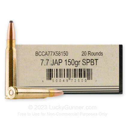 Large image of Cheap 7.7 Japanese Ammo For Sale - 150 Grain SPBT Ammunition in Stock by Bannerman - 20 Rounds