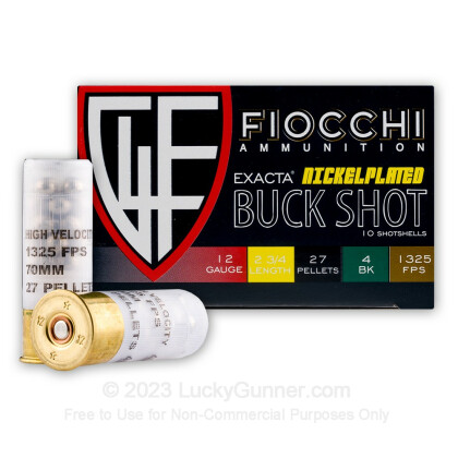 Large image of Bulk 12 Gauge Ammo For Sale - 2 3/4" #4 Shot Ammunition in Stock by Fiocchi - 250 Rounds