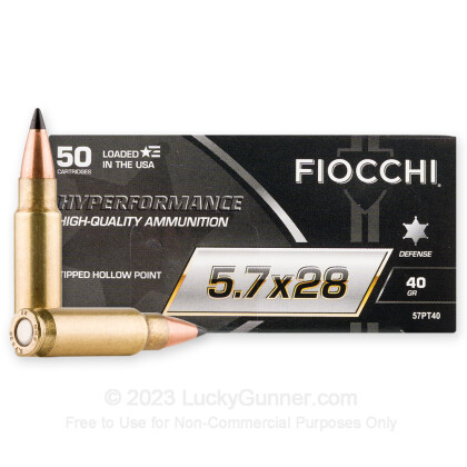 Large image of Premium 5.7x28mm Ammo For Sale - 40 Grain Polymer Tip Ammunition in Stock by Fiocchi - 50 Rounds