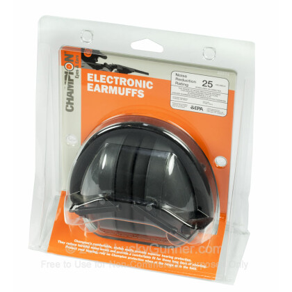 Large image of Champion Black Electronic Earmuffs For Sale - 25 NRR - Champion Hearing Protection in Stock