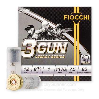 Large image of Bulk 12 Gauge Ammo For Sale - 2-3/4” 1oz. #7.5 Shot Ammunition in Stock by Fiocchi 3 Gun Match - 250 Rounds