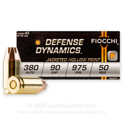 Large image of 380 Auto Ammo In Stock - 90 gr JHP 380 ACP Ammunition by Fiocchi For Sale - 50 Rounds