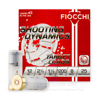 Large image of Cheap 12 Gauge Ammo For Sale - 2-3/4” 1-1/8 oz. #8 Lead Shot Ammunition in Stock by Fiocchi - 250 Rounds 