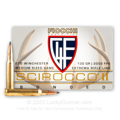 Large image of Premium 270 Win Ammo For Sale - 130 Grain Scirocco II PTS Ammunition in Stock by Fiocchi Extrema - 20 Rounds