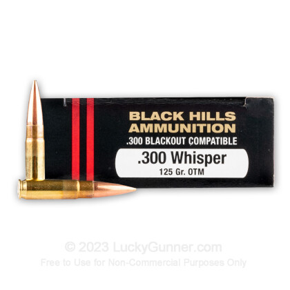 Large image of Premium 300 AAC Blackout Ammo For Sale - 125 Grain Sierra OTM Ammunition in Stock by Black Hills - 20 Rounds