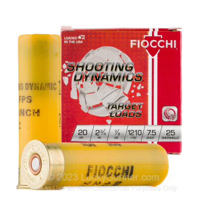 Large image of Bulk 20 Gauge Ammo For Sale - 2-3/4" 7/8oz. #7.5 Shot Ammunition in Stock by Fiocchi - 250 Rounds