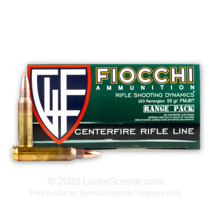 Large image of Cheap 223 Rem Ammo For Sale - 55 Grain FMJBT Ammunition in Stock by Fiocchi Shooting Dynamics - 200 Rounds