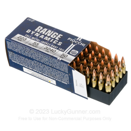 Large image of Cheap 223 Rem Ammo For Sale - 55 Grain FMJBT Ammunition in Stock by Fiocchi - 50 Rounds