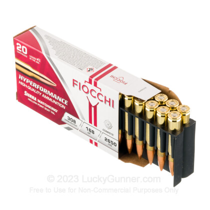 Large image of Premium 308 Ammo For Sale - 168 Grain HP-BT Ammunition in Stock by Fiocchi Exacta Sierra MatchKing - 20 Rounds