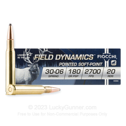 Large image of Premium 30-06 Ammo For Sale - 180 Grain PSP Ammunition in Stock by Fiocchi Field Dynamics - 20 Rounds