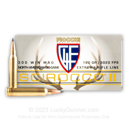 Large image of Premium 300 Winchester Magnum Ammo For Sale - 180 Grain 180 Grain Scirocco II PTS Ammunition in Stock by Fiocchi Extrema  - 20 Rounds
