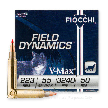 Large image of Cheap 223 Rem Ammo For Sale - 55 Grain V-MAX Ammunition in Stock by Fiocchi - 50 Rounds
