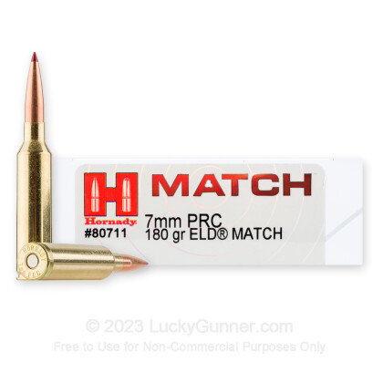 Large image of Premium 7mm PRC Ammo For Sale - 180 Grain ELD Match Ammunition in Stock by Hornady Match - 20 Rounds