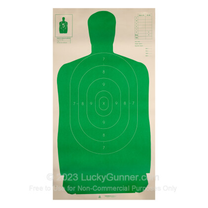 Large image of Targets - Champion - Green B27 Paper Silhouette - 100 Targets In Stock
