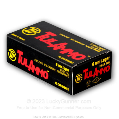 Large image of 9mm Ammo In Stock - 115 gr FMJ - 9mm Ammunition by Tula Cartridge Works For Sale - 900 Round Tin