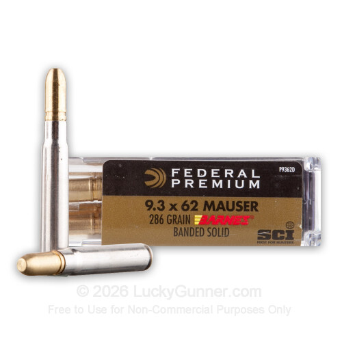 Premium 9.3x62 Mauser Ammo For Sale - 286 Grain Barnes Banded