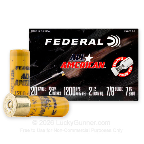 Bulk 20 Gauge Ammo For Sale - 2-3/4” 7/8oz. #7.5 Shot Ammunition in ...