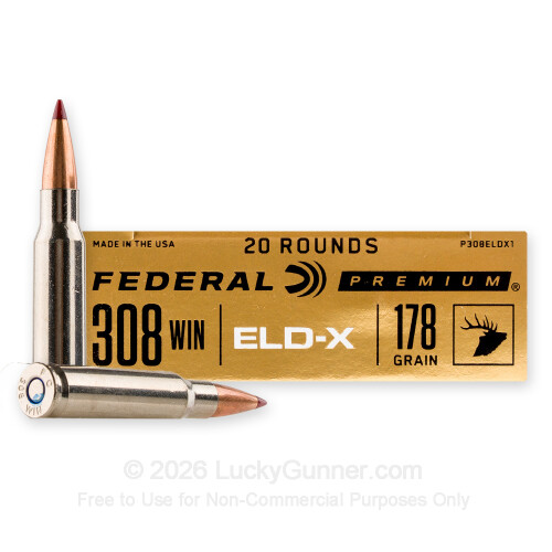 Federal 308 Ammo For Sale - 178 Grain ELD-X - 20 Rounds