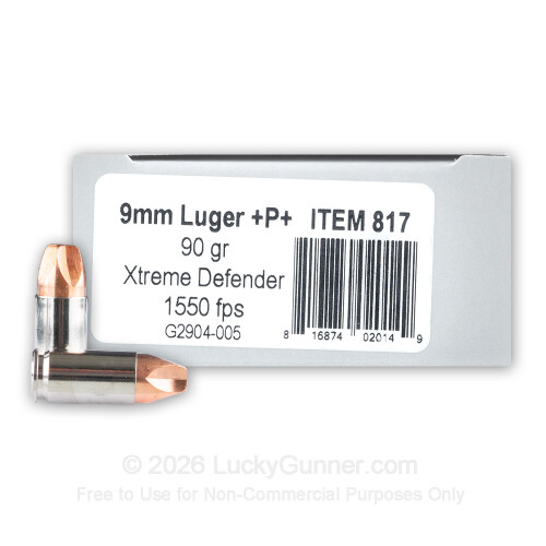 9mm - +P+ 90 Grain Xtreme Defender - Underwood - 200 Rounds
