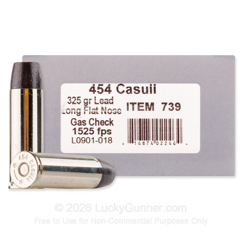 Underwood 454 Casull Ammo For Sale - 325 Grain Flat Nose Hard Cast Gas ...