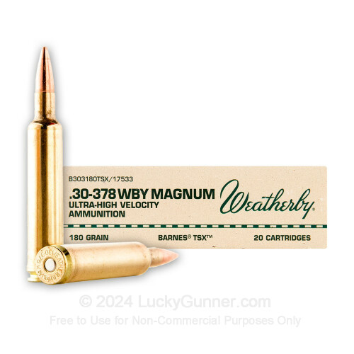Premium 30378 Weatherby Magnum Ammo For Sale 180 grain Hollow Point