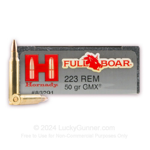 Hornady Full Boar 223 Rem 50 grain GMX Ammo For Sale Online At Lucky
