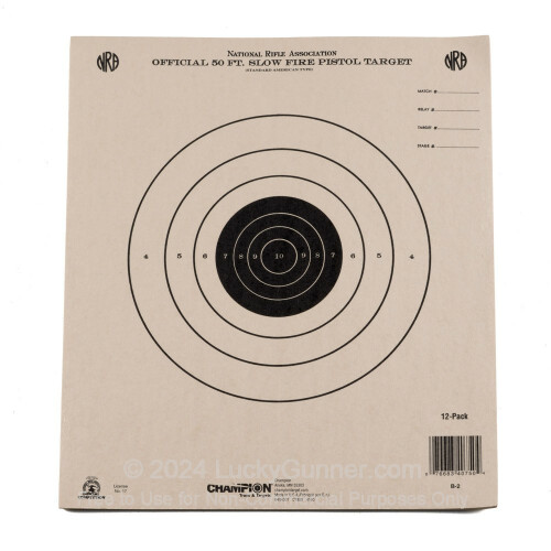 Champion Targets For Sale - 50 Foot NRA Slow Fire Pistol Targets - 12 Pack