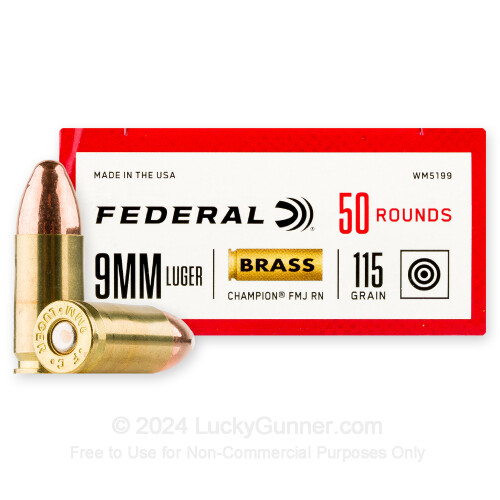 Federal Champion Brass 9mm 115gr. FMJ 1000rds - G4C Gun Store Canada