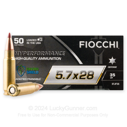 Premium 5.7x28mm Ammo For Sale - 35 Grain Jacketed Frangible Ammunition in Stock by Fiocchi ...