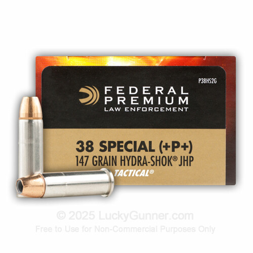 Premium 38 Special +P+ Ammo For Sale - 147 gr Hydra-Shok JHP