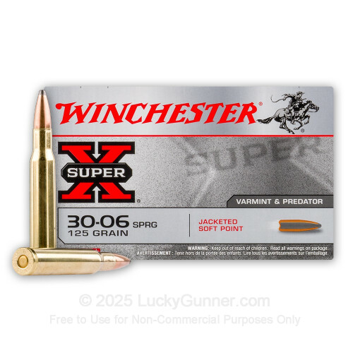 Premium 30-06 Springfield Ammo For Sale - 125 Grain JSP Ammunition in Stock  by Winchester Super-X - 20 Rounds